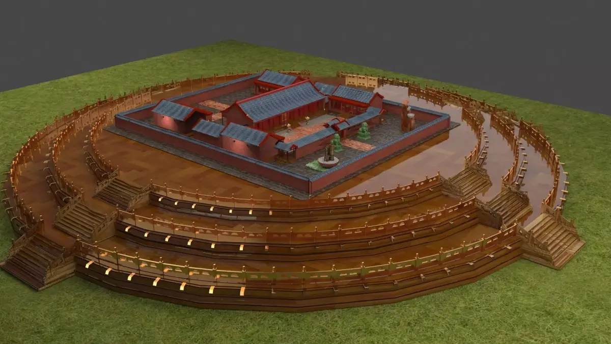Chinese courtyard house 3D model 3