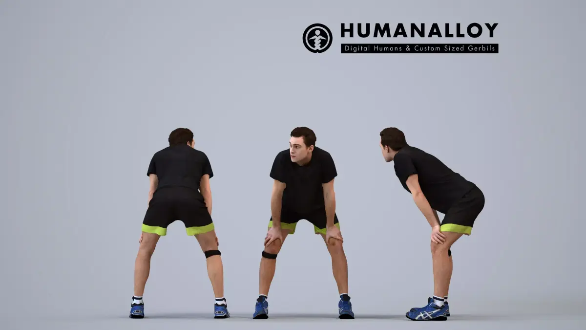 00510Gael004 - Adult Caucasian man crouching in athletic soccer 3D model