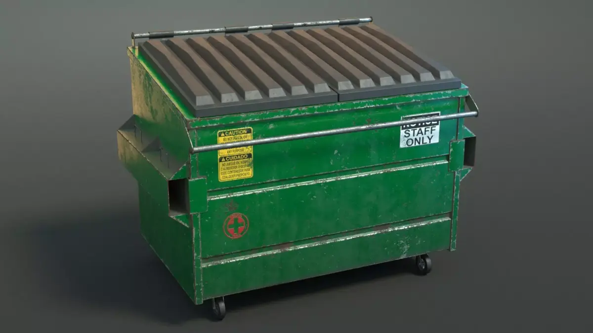 Dumpster garbage can on wheels Low-poly 3D model buy