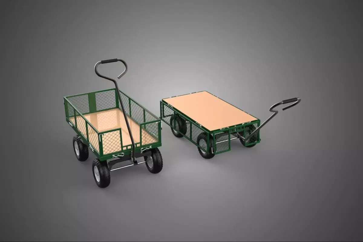 CONVERTIBLE MESH WAGON CART UTILITY TROLLEY WHEELBARROW TRAILER 3D model