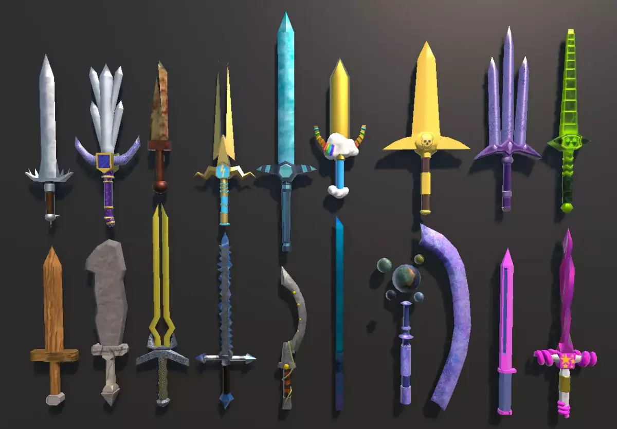 18 swords for browser games Low-poly 3D model