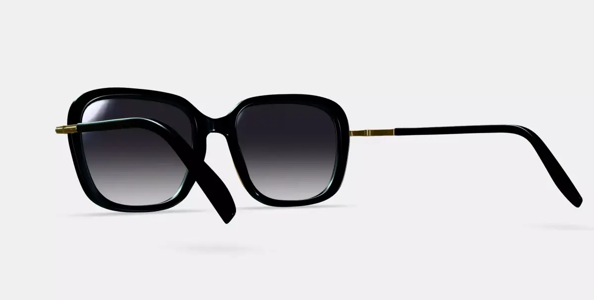 Safia Sunglasses in Jet Black with Polished Gold 3D model purchase