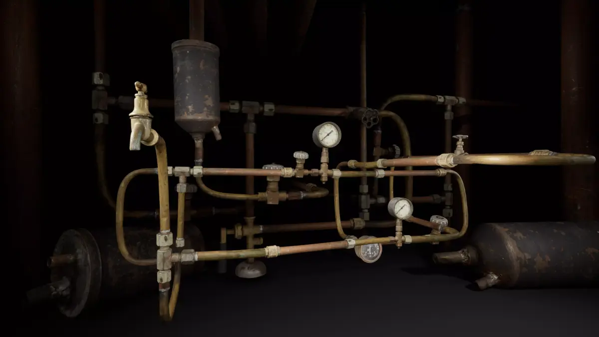 Pipes System Low-poly 3D model