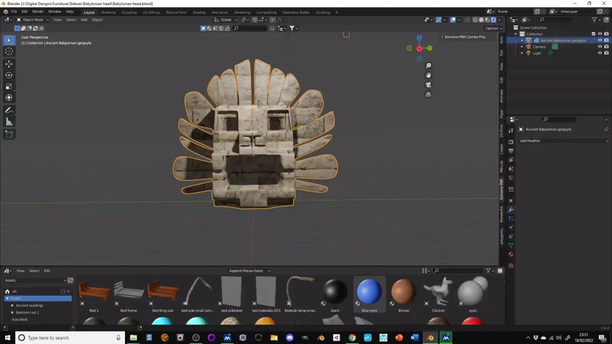 Babylonian gargoyle head Low-poly 3D model