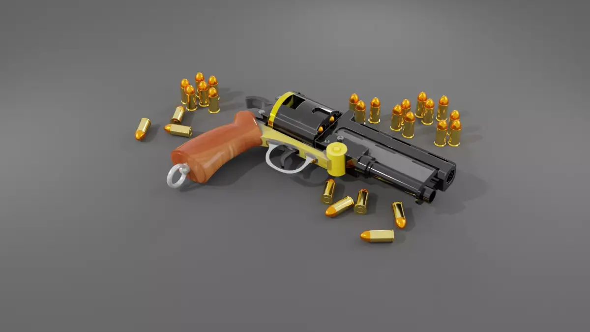 Modular Revolver Gun  Low-poly 3D model