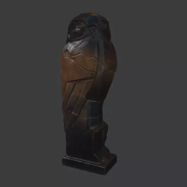 Owl Wood Statue Game Ready PBR Free low-poly 3D model