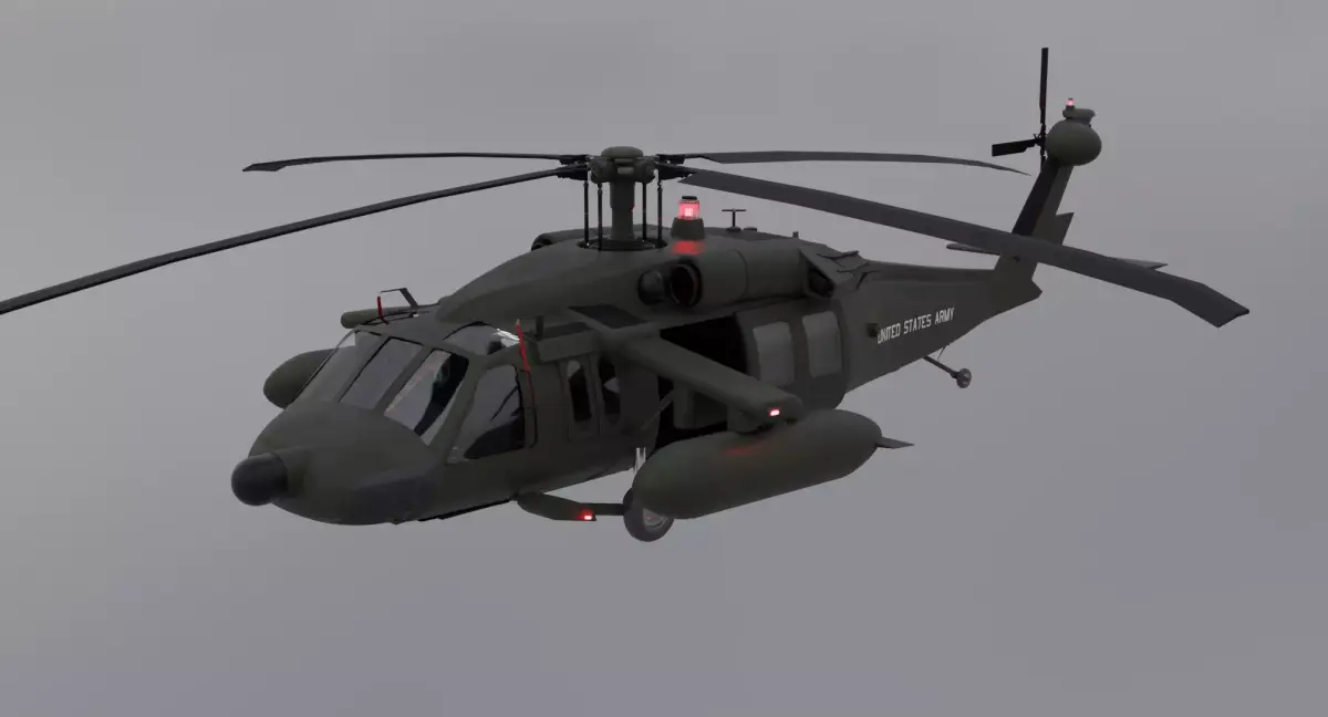 Black Hawk Helicopter with Full Interior Low-poly 3D model