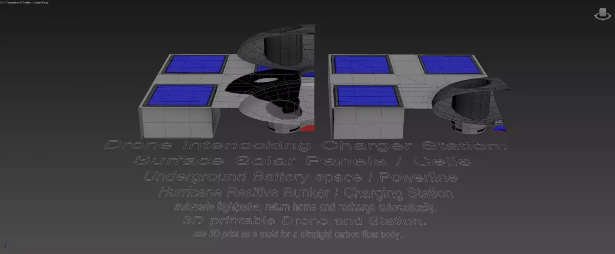 Drone Interlocking Station Charger Concept 3D model
