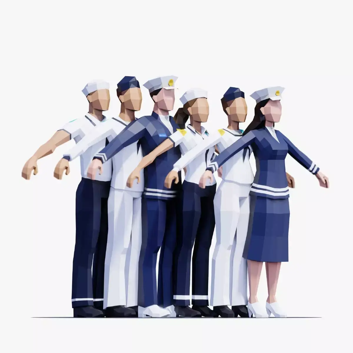 Naval Forces Soldiers - Animated and Rigged Low-poly 3D model