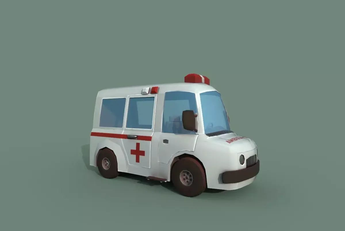 Ambulance cartoon Low-poly 3D model