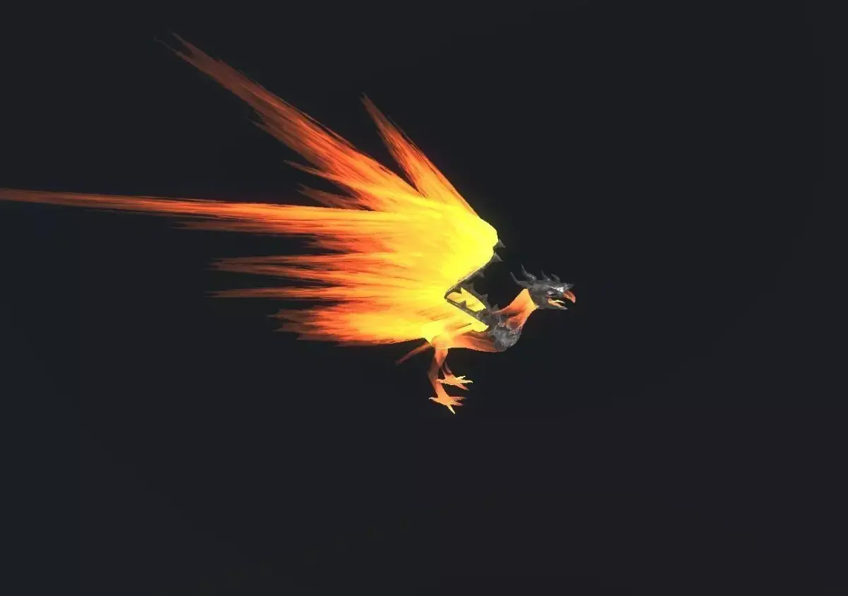 Fire Bird Phoenix Low-poly 3D model