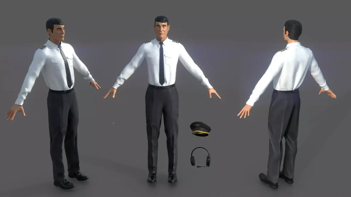 Airline captain Low-poly 3D model