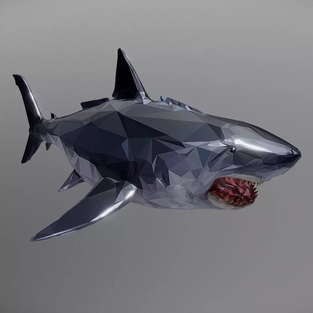 Dark Shark Low Polygon Art Ocean Fish Low-poly 3D model