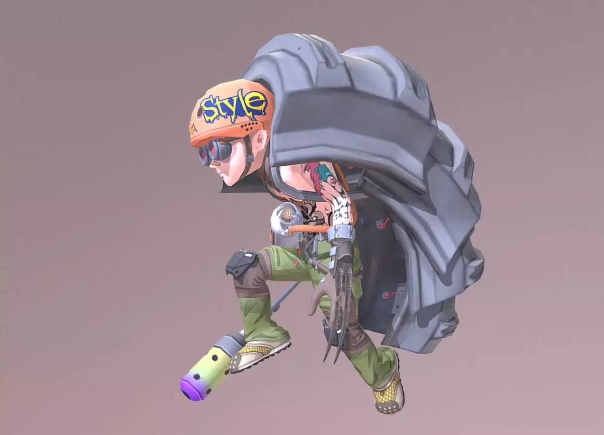 CYBORG BOY URBAN WARRIOR Jumpp Roll Attack 3D model