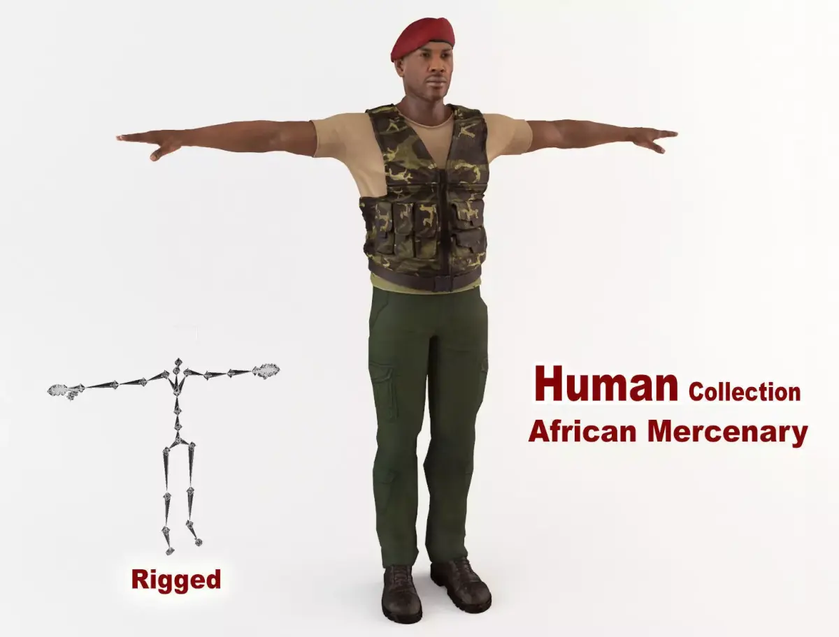 African Mercenary Low-poly 3D model