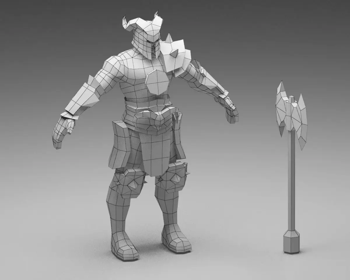 Warrior Low Poly knight Low-poly 3D model