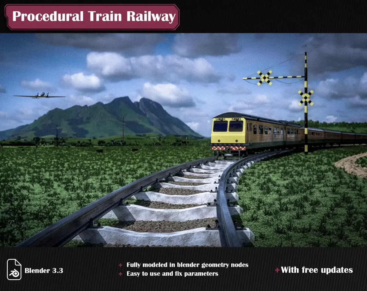 Procedural Train Railway Track 3D model