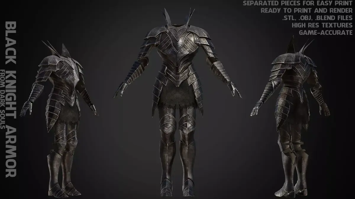 Dark Souls Black Knight Armor for Cosplay 3D print model