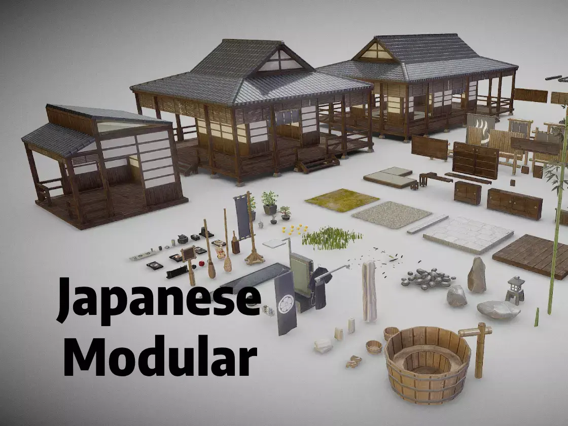 Japanese Modular Low-poly 3D model