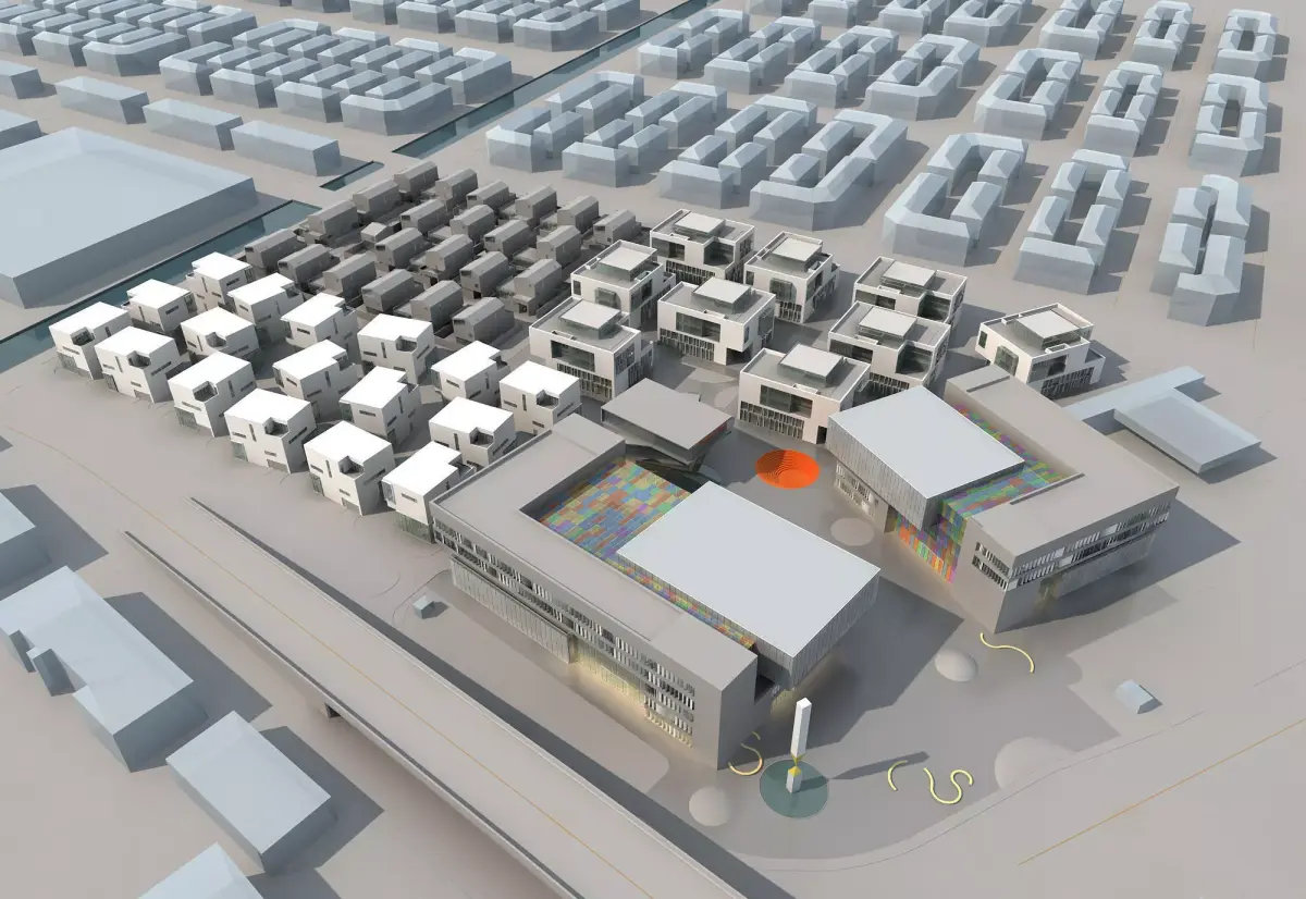 Architecture residential complex 3D model shop