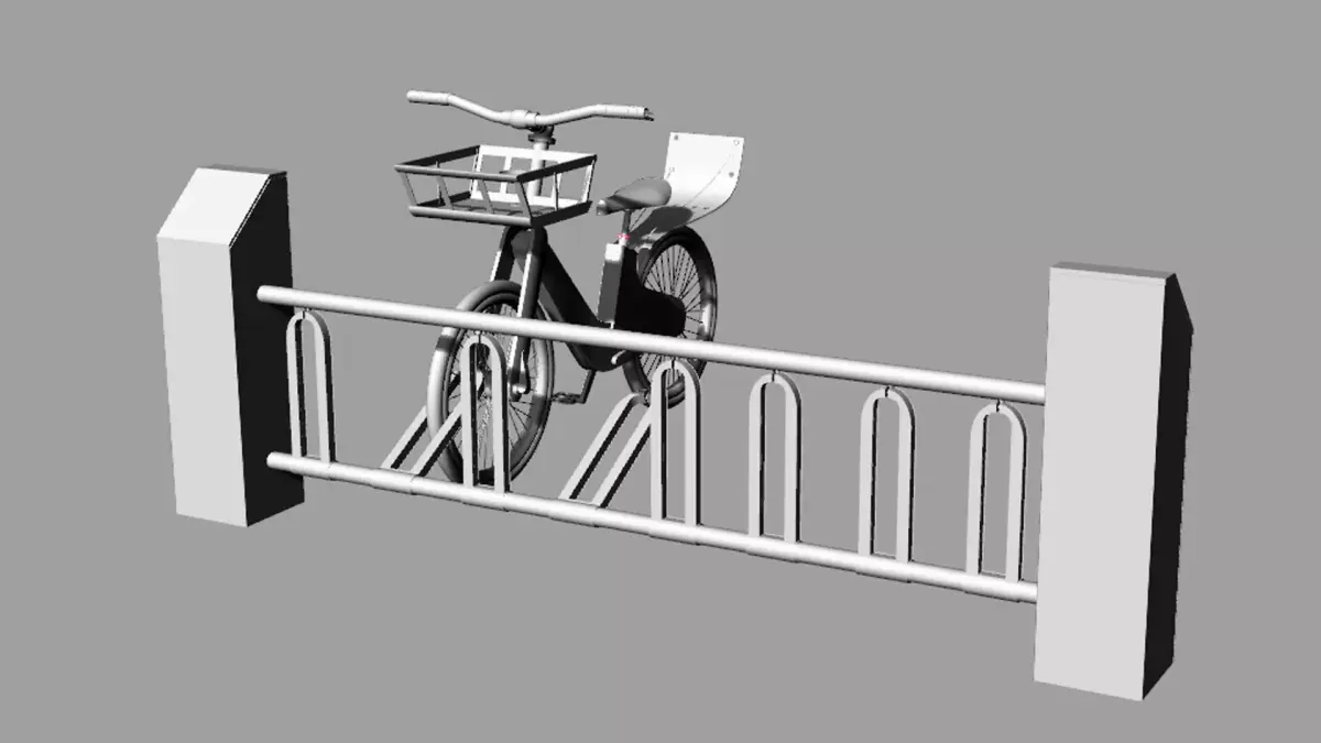 Bicycle and Rack 3D model