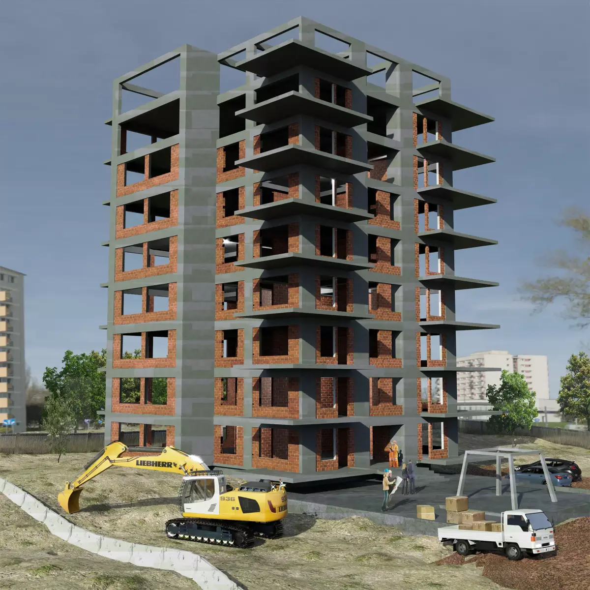 CONCRETE APARTMENT RESIDENTIAL Free 3D model