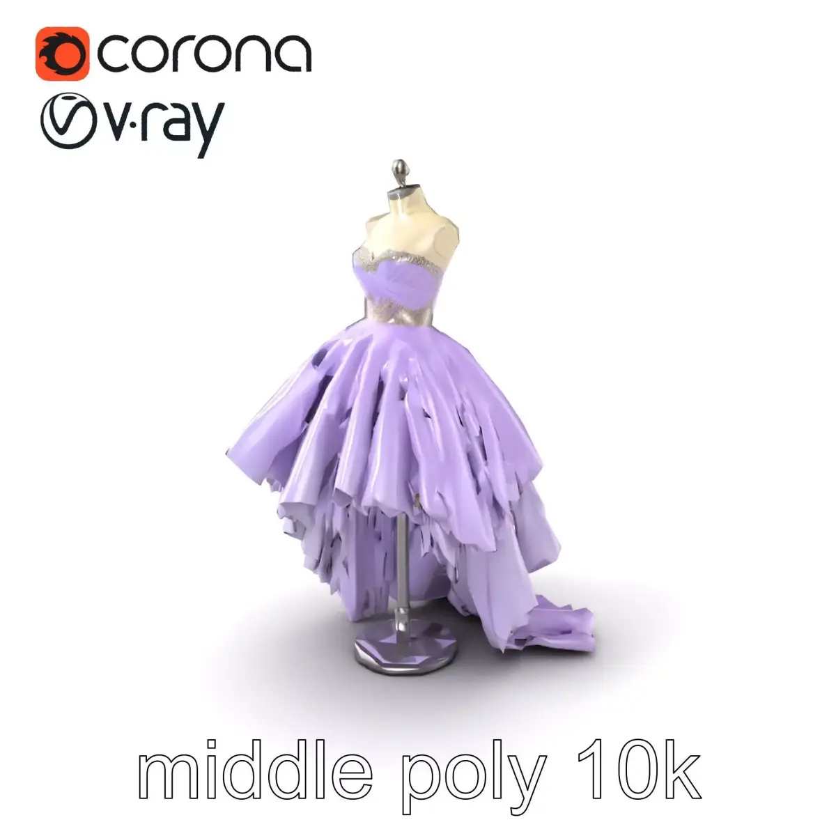 Whimsical Evening Dress Mannequin Model Pack Low-poly 3D model