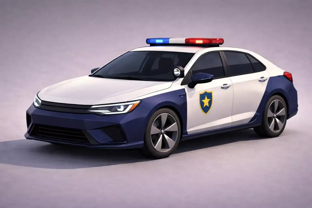 Low Poly Generic Sedan Police Car Vehicle Model PBR Texture Low-poly 3D model