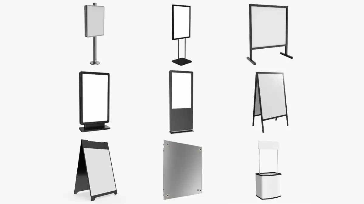 Advertising display promo stand nameplate mockup 3D Model Collection