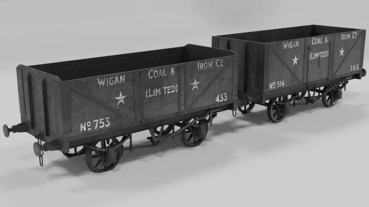 Coal wagons Low-poly 3D model