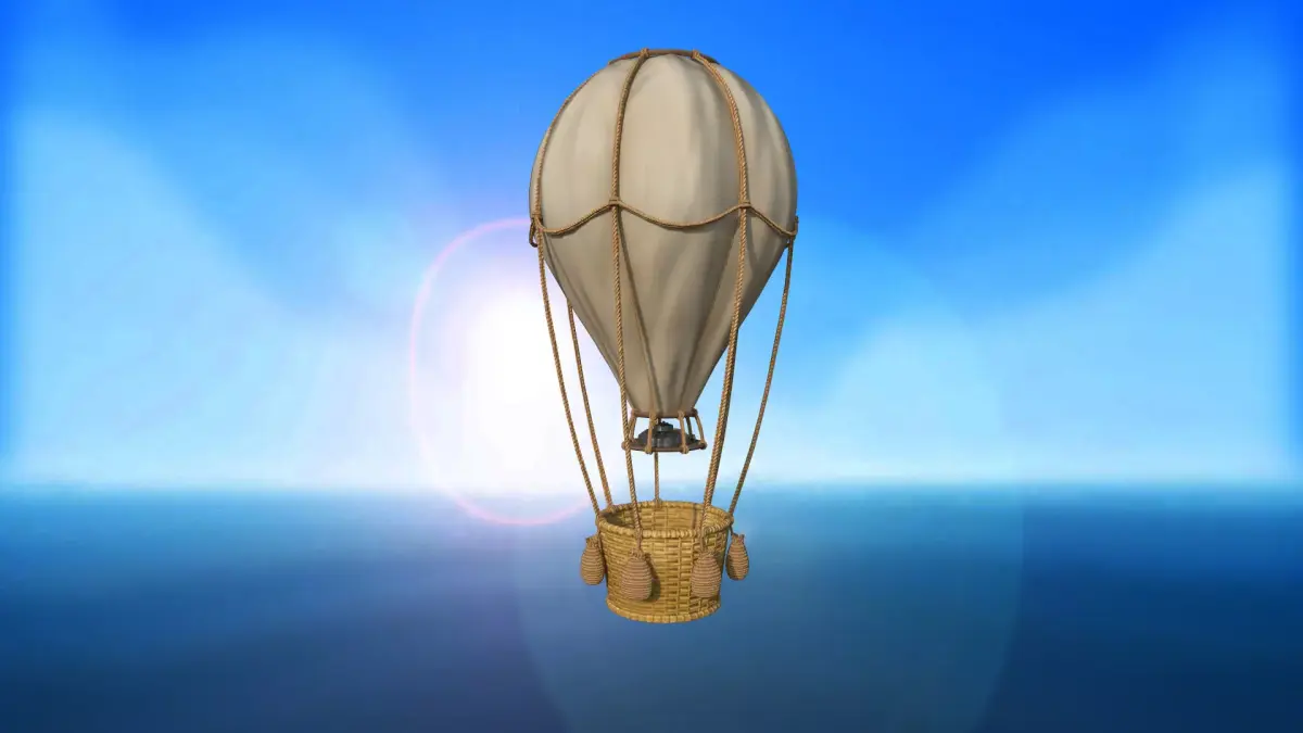 Stylized hot air balloon PBR game ready  Low-poly 3D model