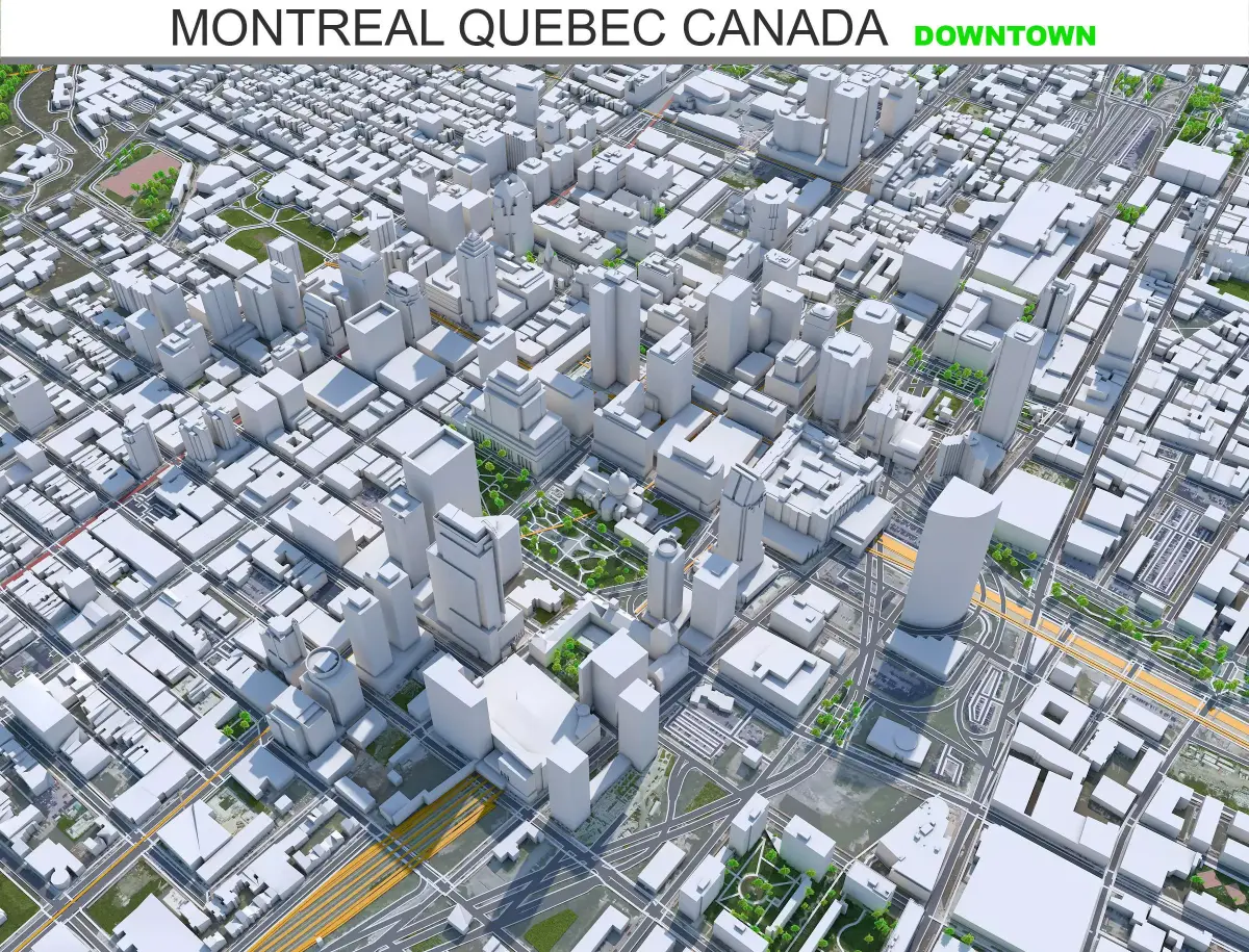 Montreal Downtown Quebec Canada Low-poly 3D model