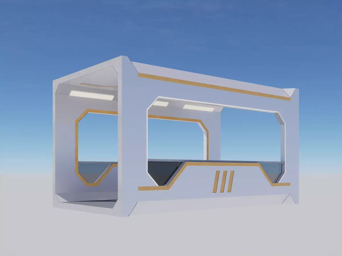 Sci-fi Modular Elevated Walkway Bridge 3D model