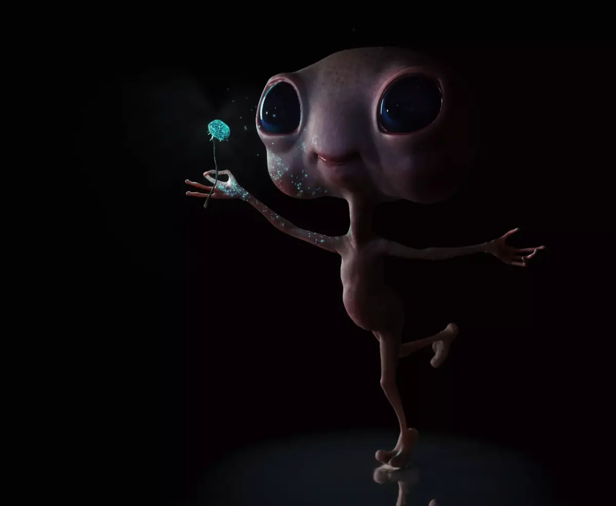 Little Alien with mushroom Low-poly 3D model