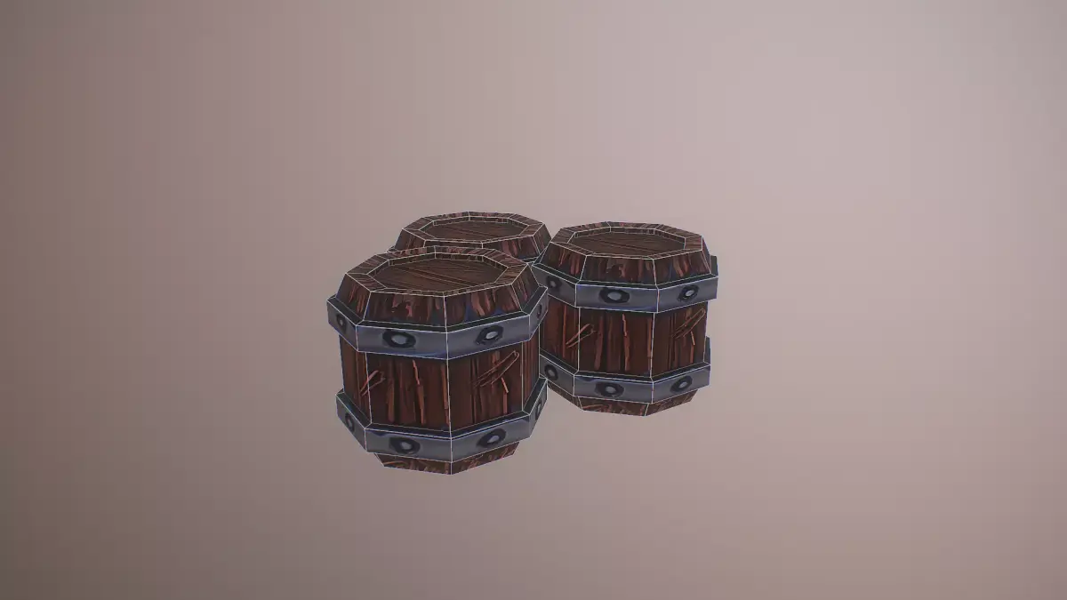 Barrel set of wooden barrels Low-poly 3D model