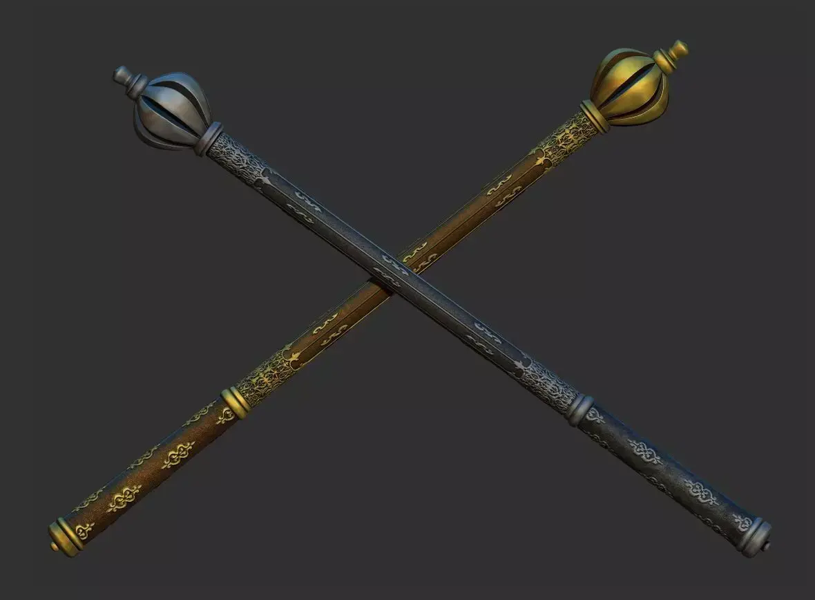 Medieval mace Low-poly 3D model 13