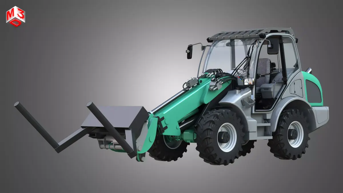 Loader KL80-8T with Roll-type Bale Fork - Front Loader 3D model