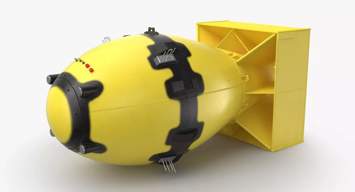 Fat Man Nuclear Bomb Yellow Low-poly 3D model