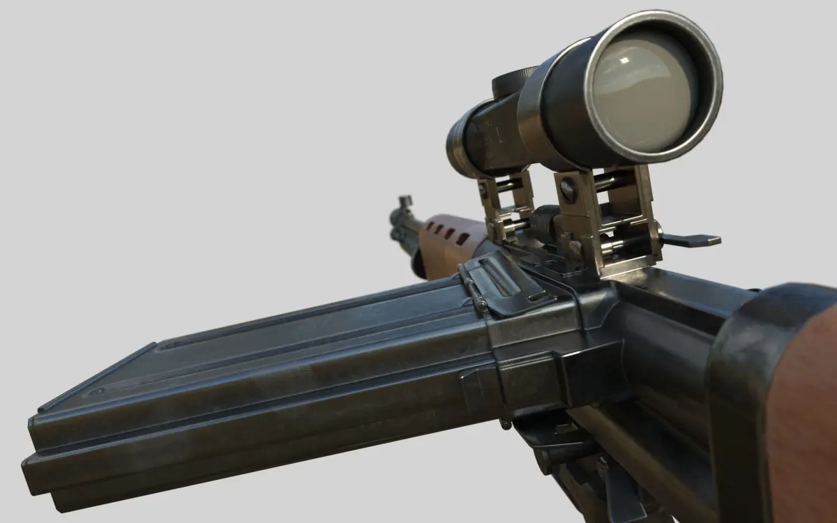 FG-42 German Paratrooper Rifle PBR Low-poly 3D model