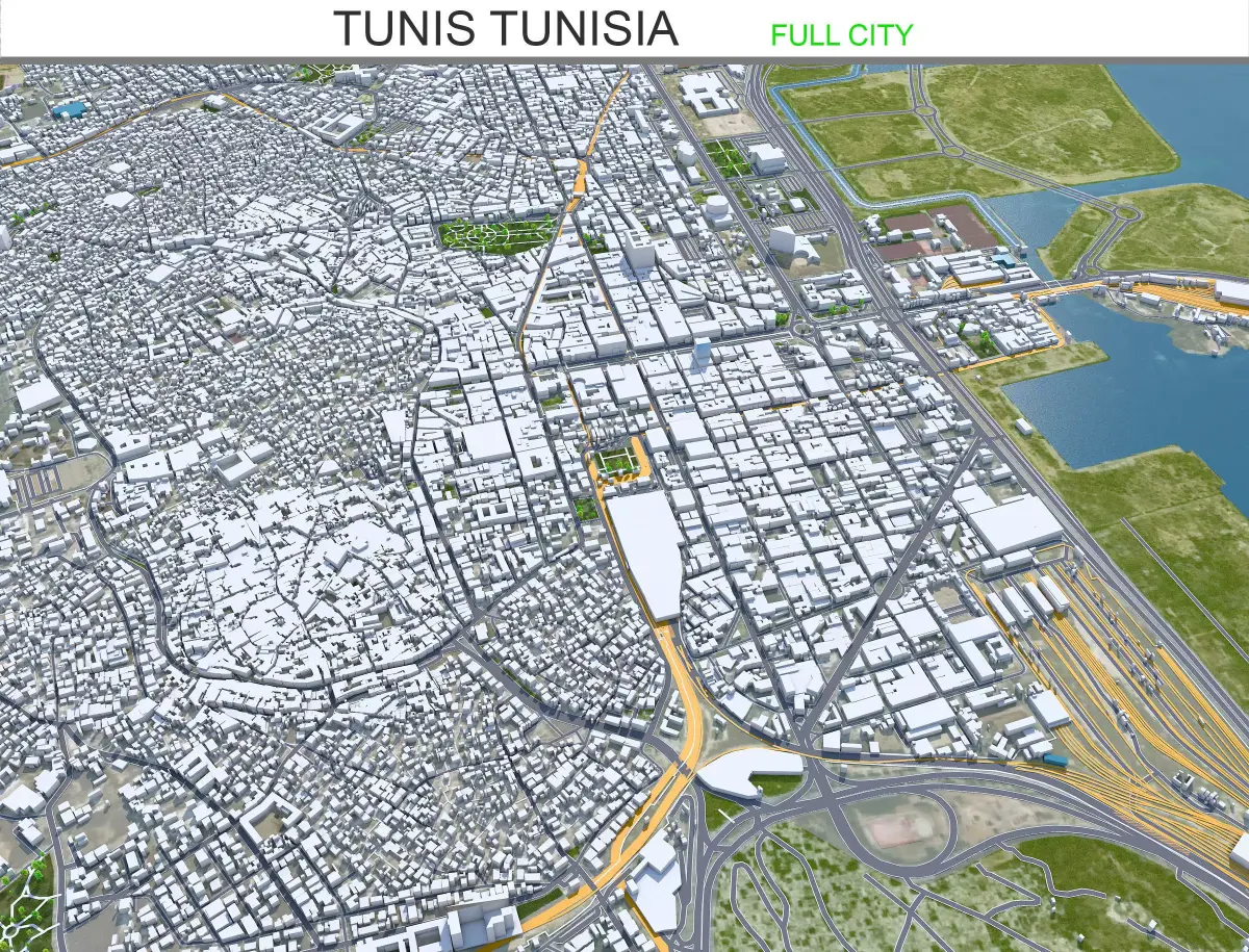 Tunis Tunisia 30km AI Low-poly 3D model