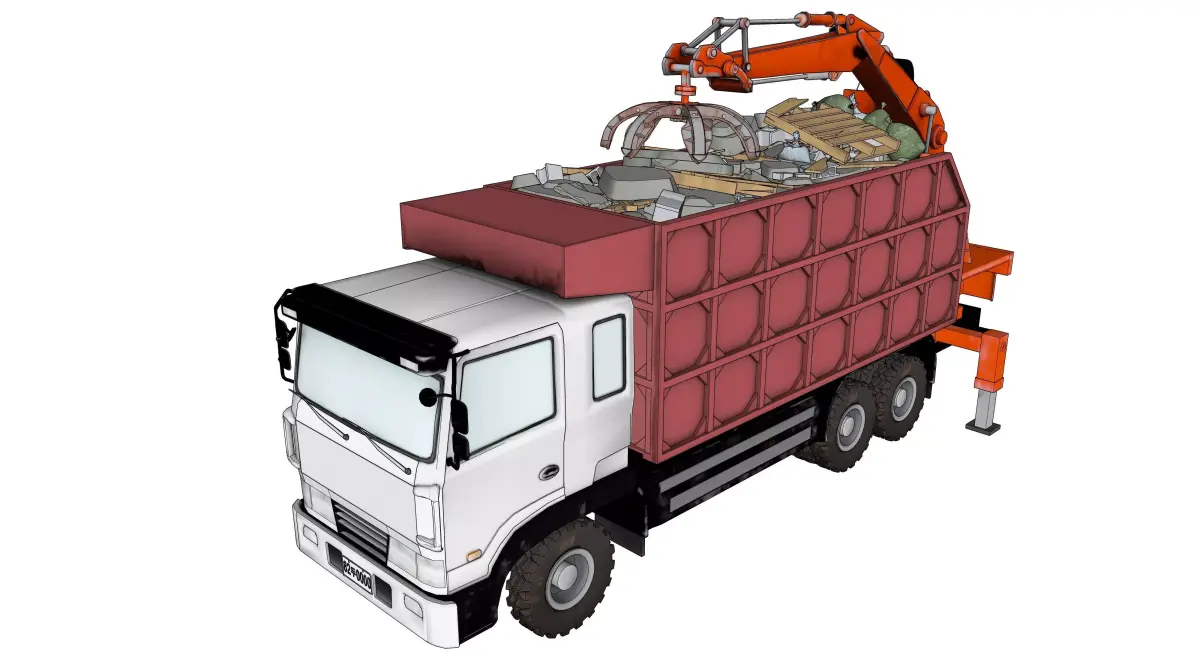 ClawTruck garbage truck with crane 3D model