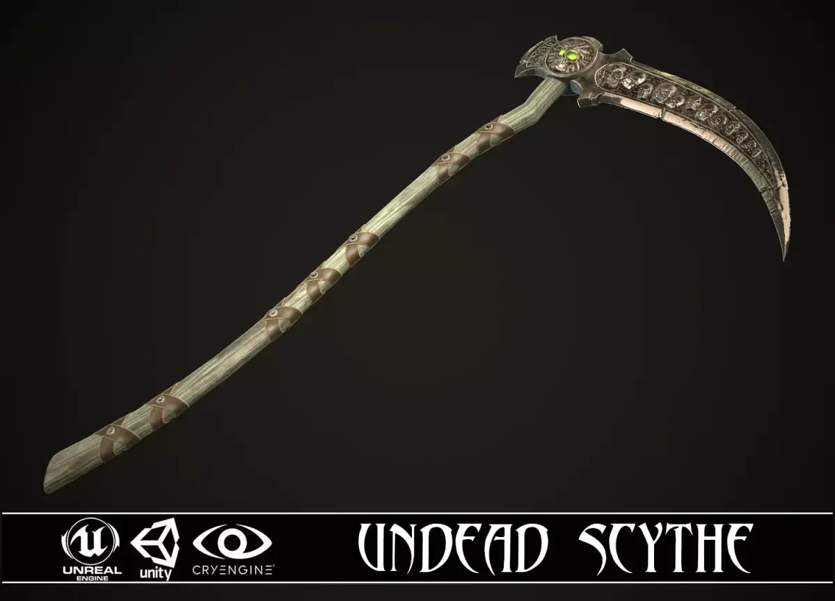 Undead Scythe - game ready model Low-poly 3D model