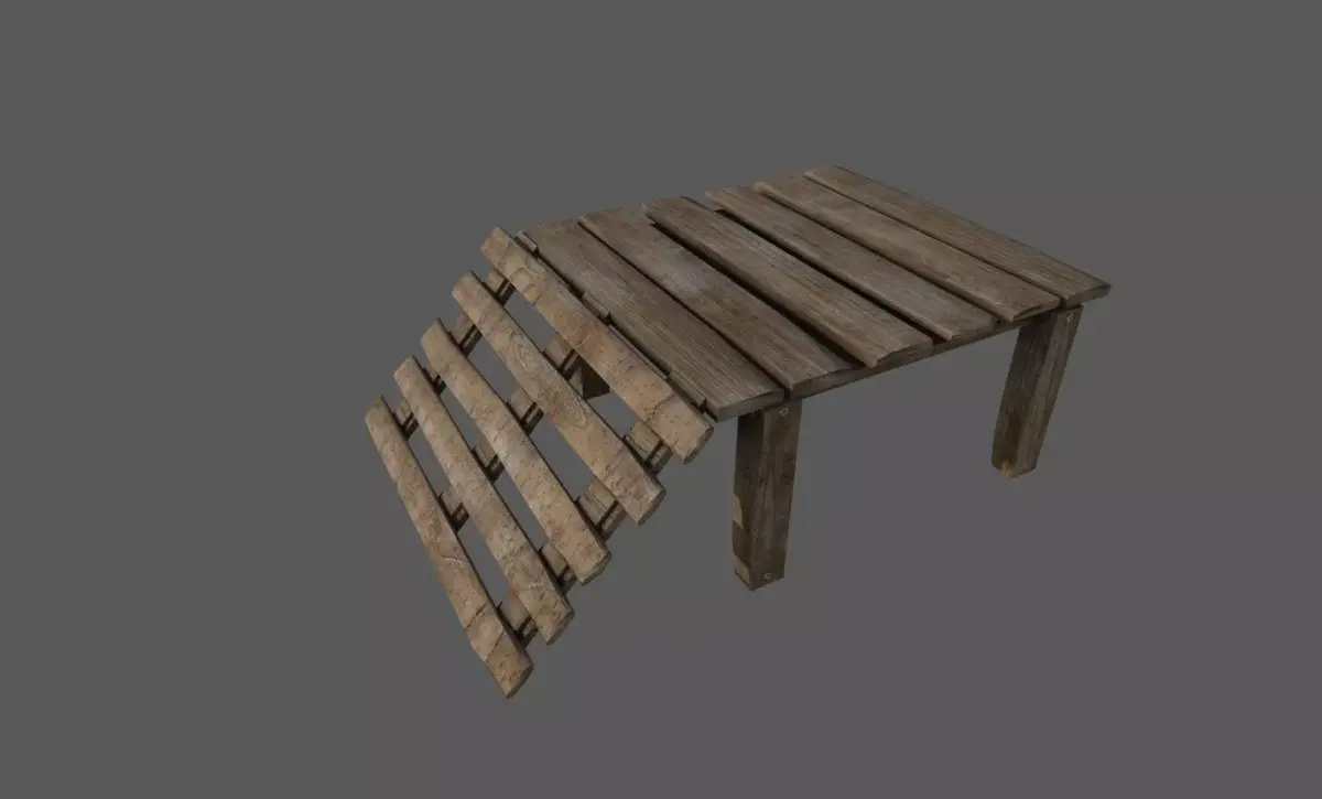 Bridge platform wood  Low-poly 3D model
