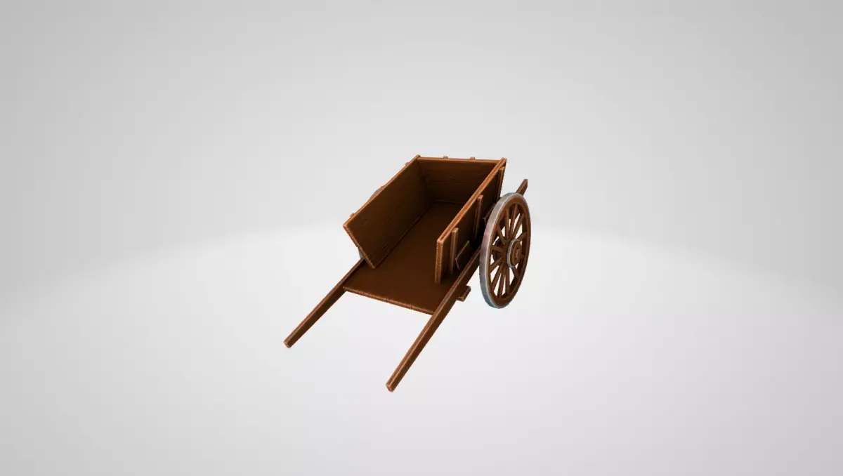 Stylized Wooden Cart Low-poly 3D model