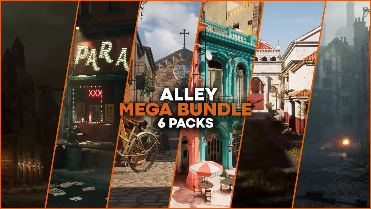 Alley Streets Mega Bundle Low-poly 3D model