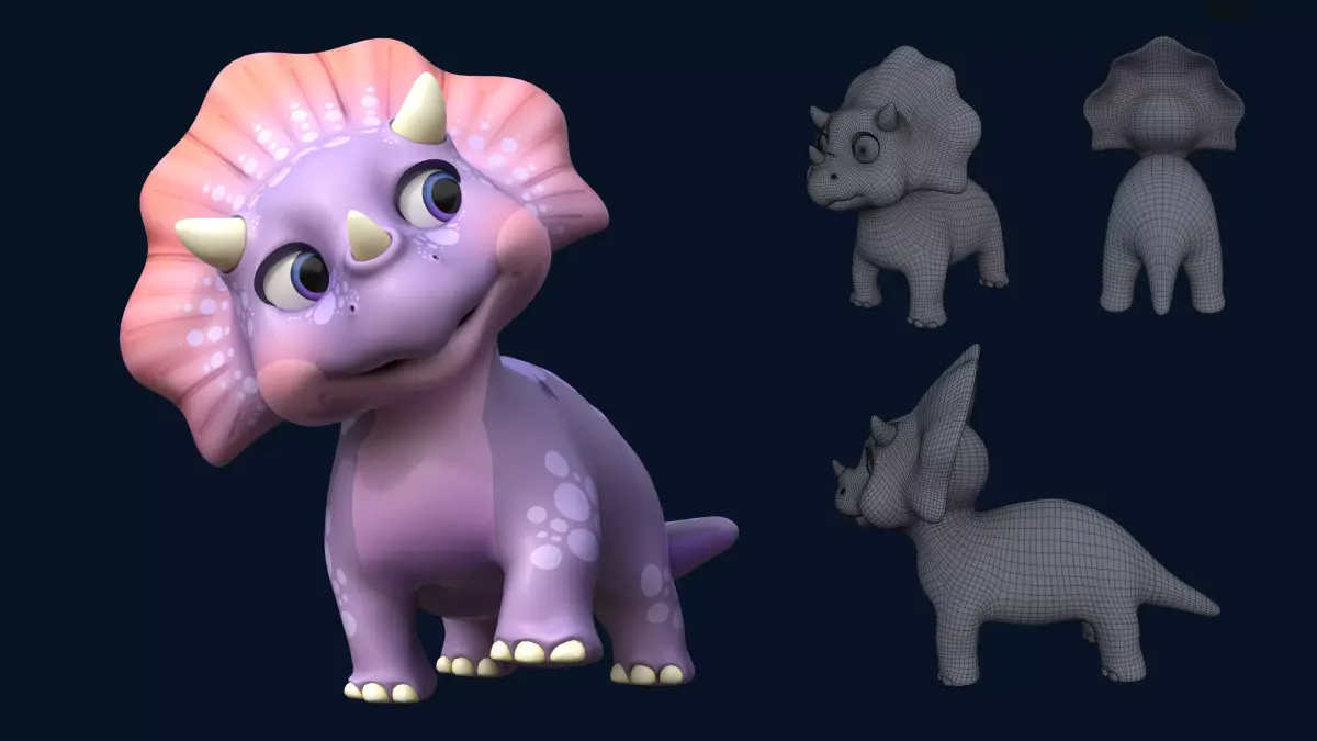 Asset - Cartoons - Dinosaur Triceratop Rigged 3D model