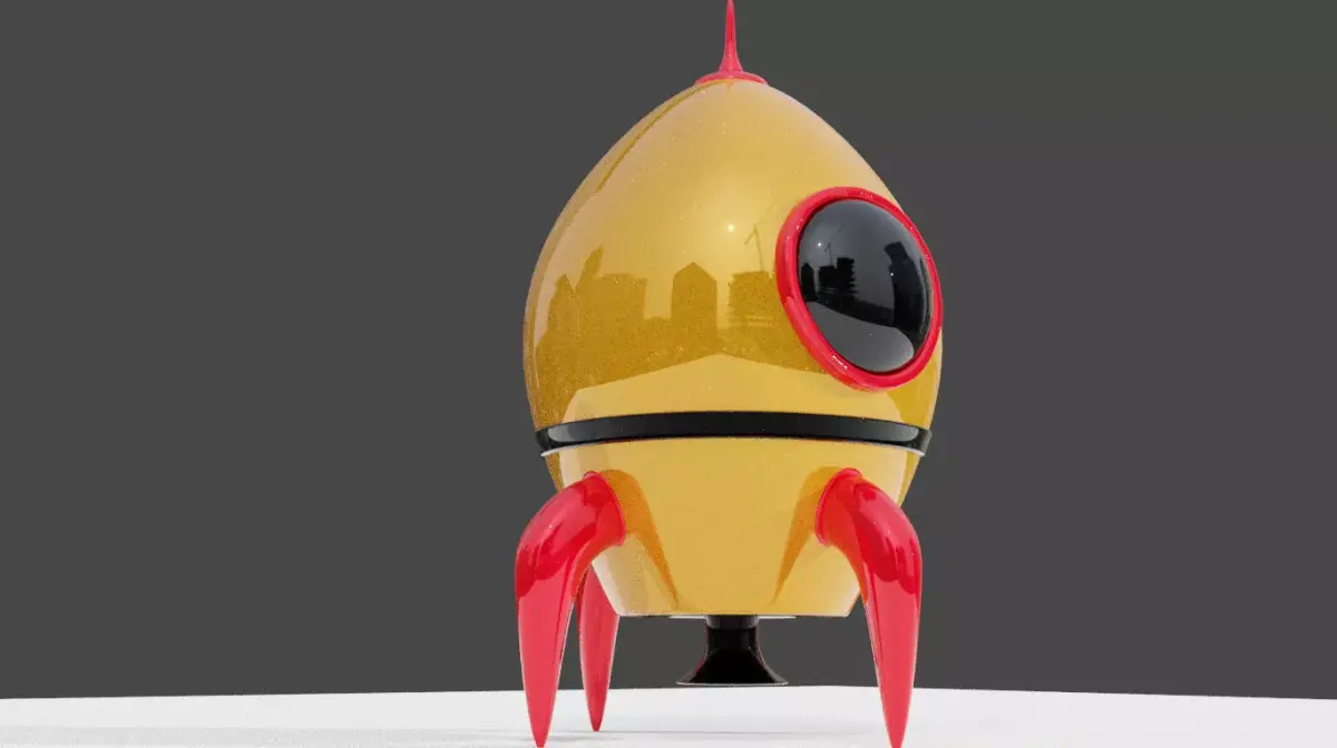 cartoonistic rocket Low-poly 3D model