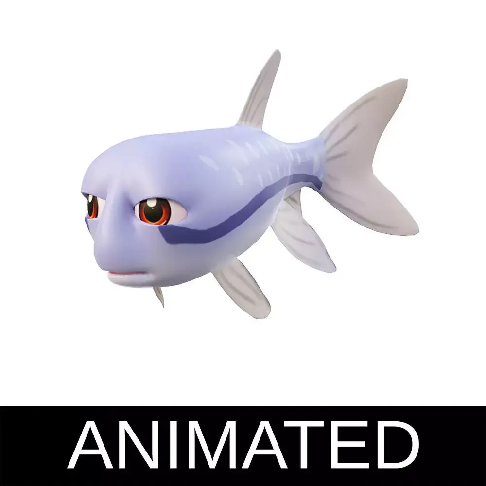 Siamese Flying fox Fish Cartoon Animated Low-poly 3D model