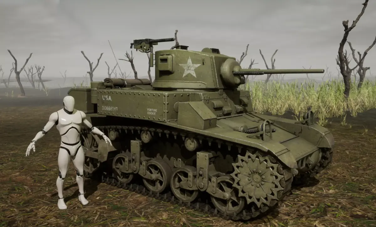 M3 Stuart Light US Tank  Low-poly 3D model