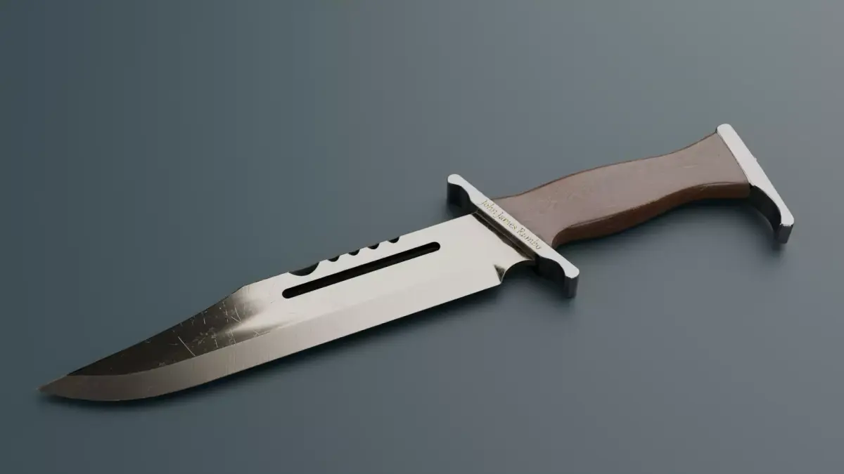 Hunting knife Low-poly 3D model 4